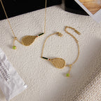 2H Colorful Oil Drop Tennis Racket Pendant Necklace Bracelet Stainless Steel Jewelry for Women