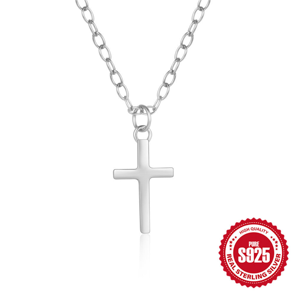 Sterling Silver Cross Necklace Minimalist Collarbone Chain