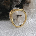 R0579 Fashion Double Layer Design Ring for Women Brass Gold Plated Micro Inlaid White Zircon