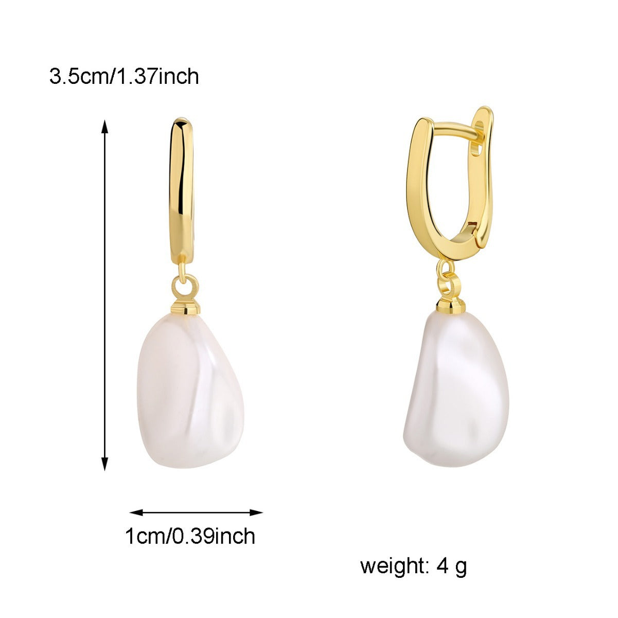 E0489 Personalized Retro Irregular Shell Pearl Earrings for Women Elegant Fashion Brass Gold-Plated Earrings