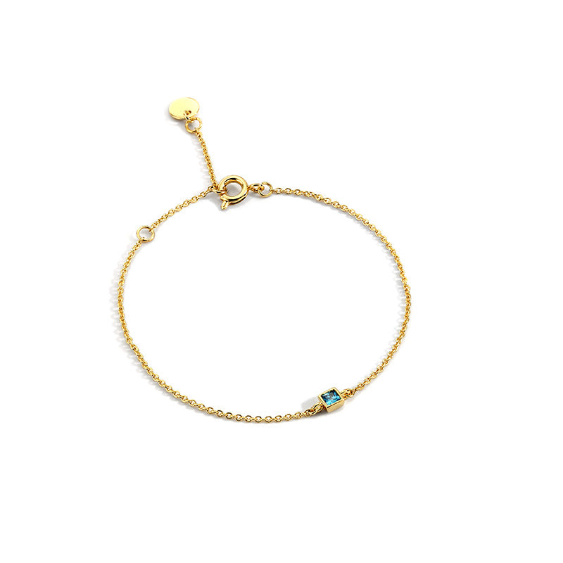 Simple Rock Sugar Cubic Zirconia Bracelet Geometric Square Inlaid Diamond Gold-Plated Thin New Product