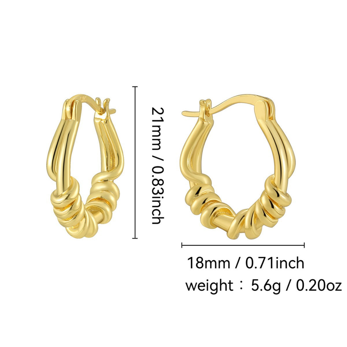E0635 Design Sense Knot Wrapped Earrings for Women, Brass Gold-Plated Minimalist Style Ear Clips