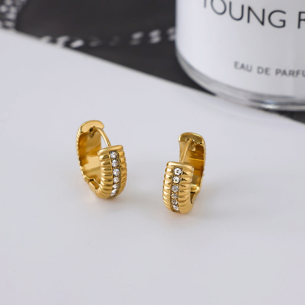 2H Tassel Zircon Ear Clip Earrings Non-Fading Ear Jewelry Stainless Steel Accessories for Women