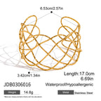 2H Stainless Steel Hammered Hollow Bracelet Three-Layer Small Fish Open Bangle Jewelry for Women Non-Fading