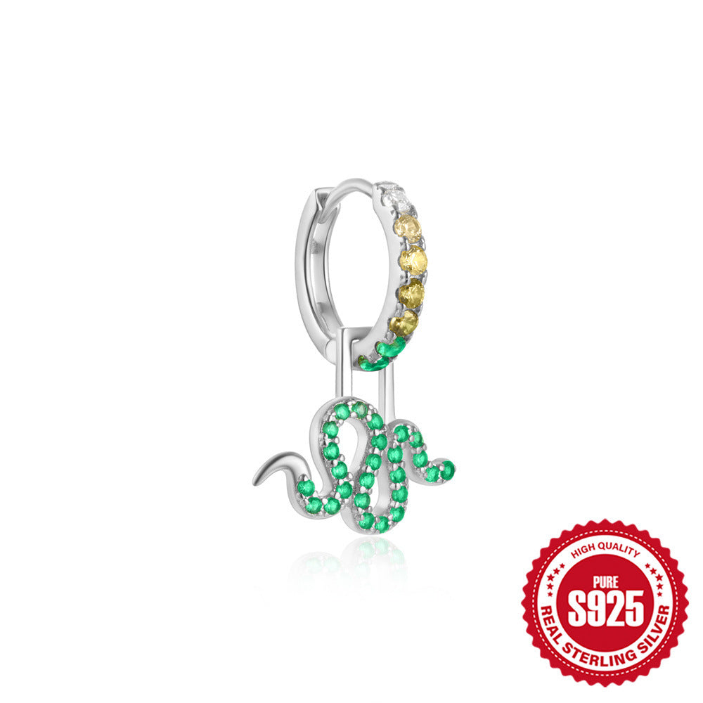 925Sterling Silver Inlaid Diamond Animal Goldfish Pendant Hoop Earrings Hot-Selling Heart Lightning Earrings for Women