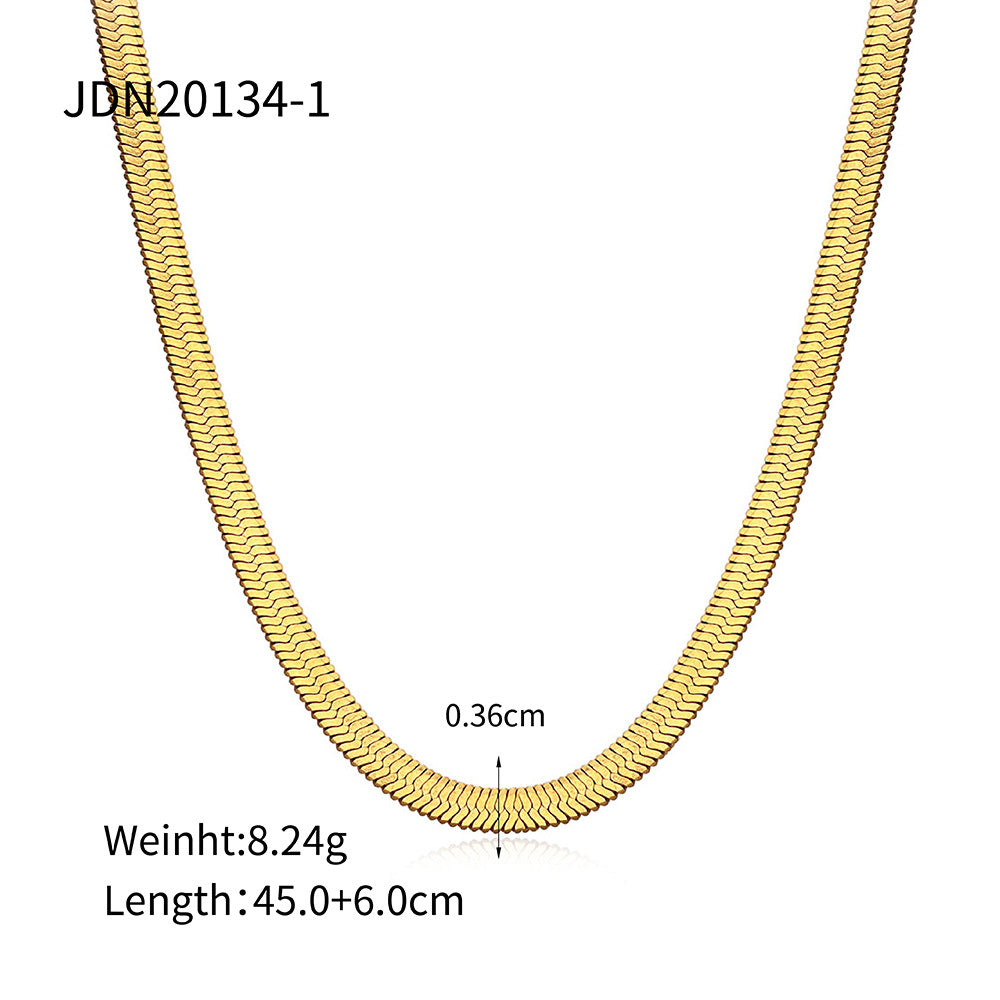 Exquisite18K Gold-Plated Stainless Steel Necklace Trendy Women's Necklace Layered Jewelry Snake Bone Chain Necklace