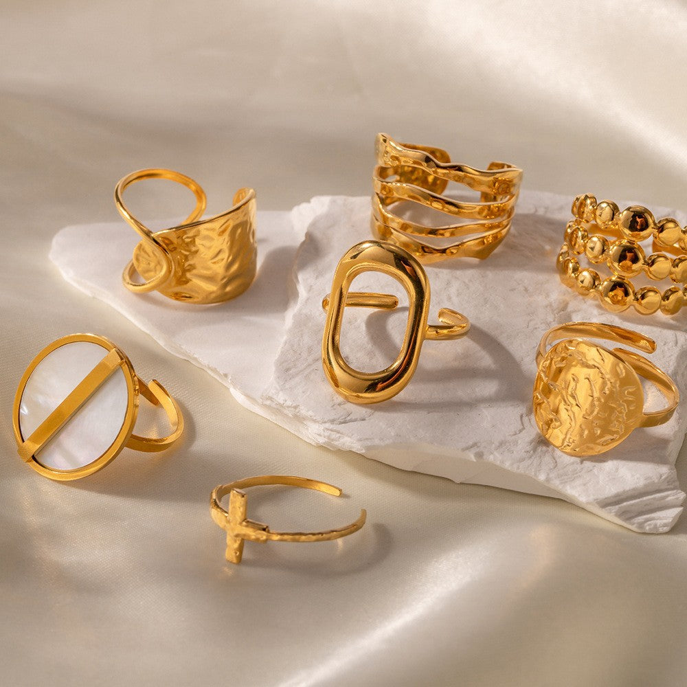 Minimalist gold Steel Color Series Stainless Steel Plain Ring Jewelry