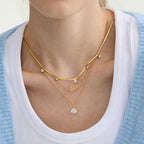 18k Zircon Necklace Collarbone Chain Non-Fading Jewelry Stainless Steel Accessories