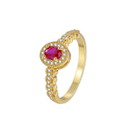 R0426 AliExpress Hot Sale Fashion Elegant Red Zircon Ring for Women Micro Pave White Zircon Gold Plated Tail Ring