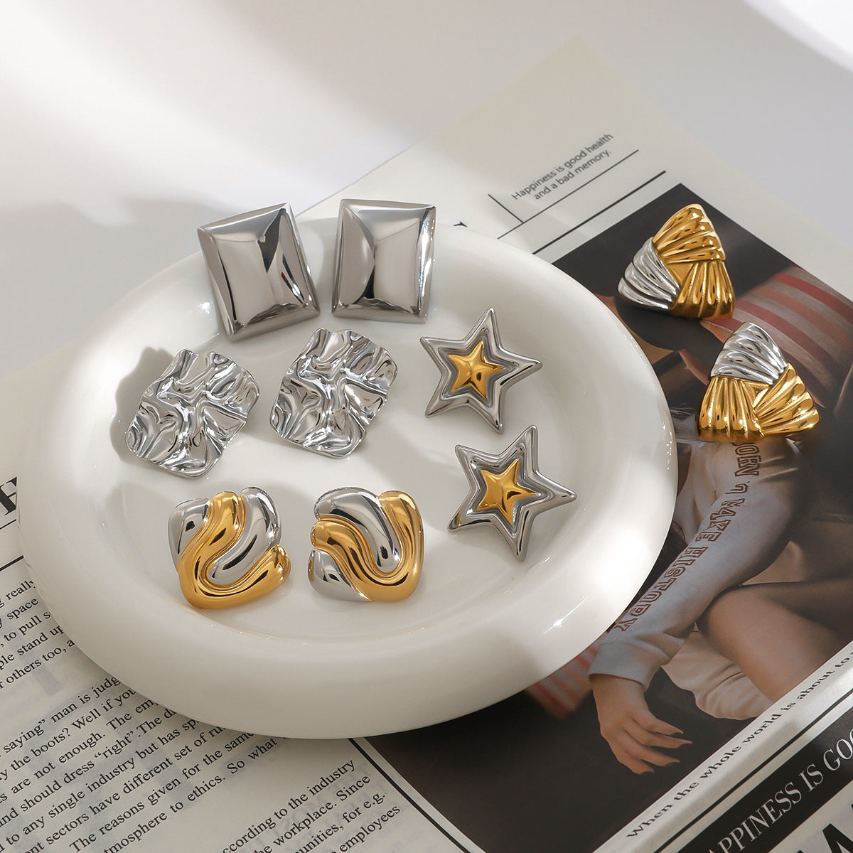 Stainless Steel Pearl Stud Earrings Star Earrings Earrings earrings Ornament