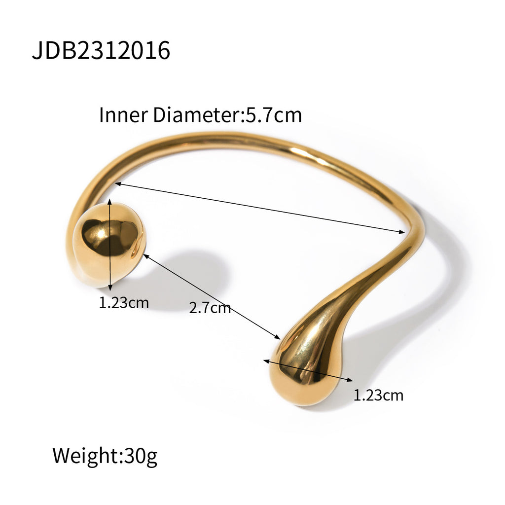 18k Gold Stainless Steel Asymmetric Open Bracelet Trendy Versatile Jewelry