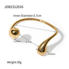 18k Gold Stainless Steel Asymmetric Open Bracelet Trendy Versatile Jewelry