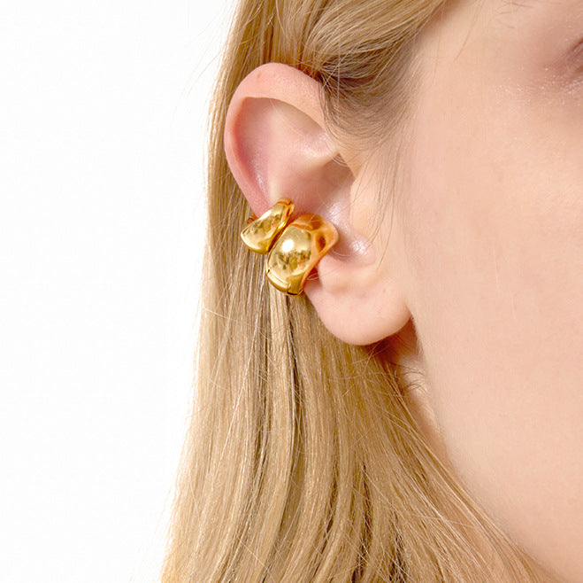 Stainless Steel Chubby Earrings Ear Clips Ear Jewelry for Women Non-Fading