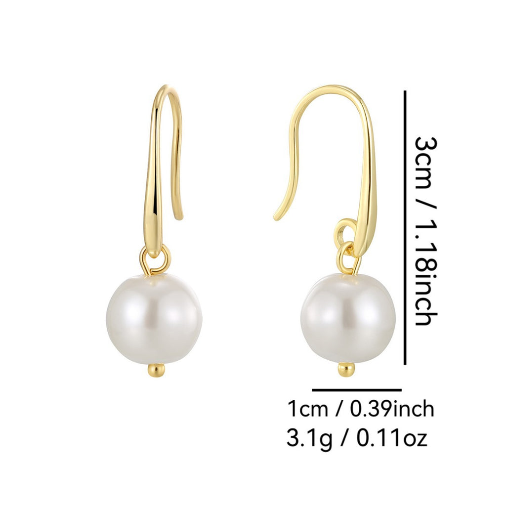 E0761 Dongdaemun Fashion Simple Ear Hook Women's Jewelry Baroque Style Shell Pearl Vintage Earrings