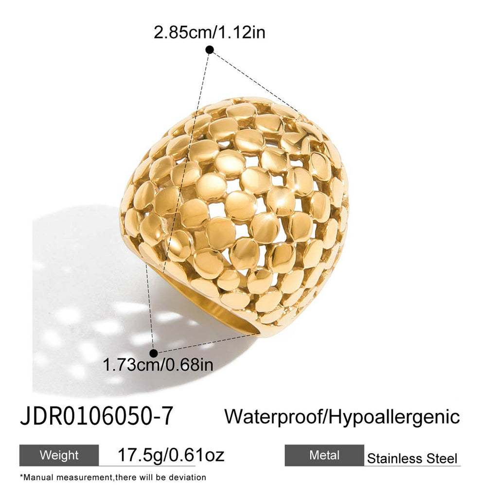 Stainless Steel Spherical Exaggerated Ring Non-Fading Jewelry for Women Ring