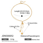 2H Heart Tassel Collarbone Chain Stainless Steel y Long Necklace Jewelry