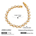 18K Gold-Plated Cubic Zirconia Stainless Steel Bracelet — additional design view — jewelry finish and design detail