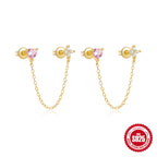 S925Sterling Silver Moon Heart Tassel Inlaid Diamond Ear Thread Hoop Earrings Stud Earrings Hot Sale Evil Eye Ear Jewelry