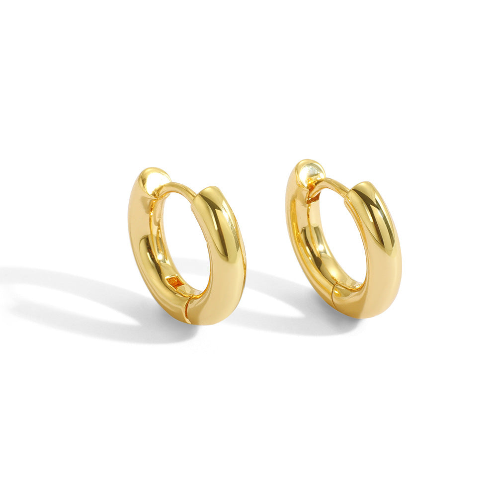 E0136Wind Earrings for Square and Round Faces, Simple Hoop Earrings, Plated18K Real Gold Hoop Earrings