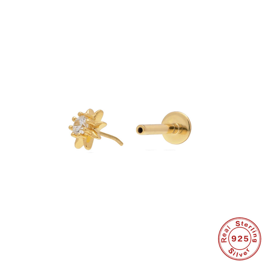 New S925Sterling Silver Stud Earrings18G Flat Head Push Piercing Cartilage Earrings Hot Selling Piercing Ear Lobe