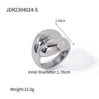 2H Trendy Influencer Fashion18K Gold Stainless Steel Exaggerated Heart Ring Fashion High-end Non-fading Jewelry
