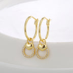 E0826 Hot Selling Design Earrings for Women Heart Round Hollow Zirconia Earrings Jewelry