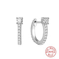 925 Sterling Silver Two Tone cubic-zirconia-set Hoop Earrings — jewelry product photo 09 — jewelry finish and design detail