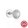 Opal Stud Chain 925 Sterling Silver Earrings — design contour — alternate angle 2 — jewelry finish and design detail