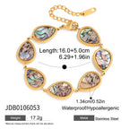 2H18K Stainless Steel Abalone Shell Bracelet Ring Non-Fading Jewelry