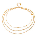 18K Gold Stainless Steel Triple Beaded Loop Chain Braided Chain Three-Layer Necklace Same Style Beach Jewelry