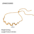 2H Hot Sale18k Gold Stainless Steel Wave Pull-Out Necklace Minimalist Style Choker for Women