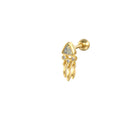Triangle Zircon Tassel 925 Sterling Silver Cartilage Earring — front view — alternate angle 2 — jewelry finish and design detail