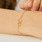 B0075 Accessories Simple Copper Gold-Plated Diamond-Studded Round Bracelet for Women with Double Rings