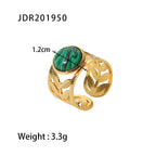 Jewelry Vintage Stainless Steel Gemstone Ring 18k Vintage Gold-Plated Jewelry rings Female