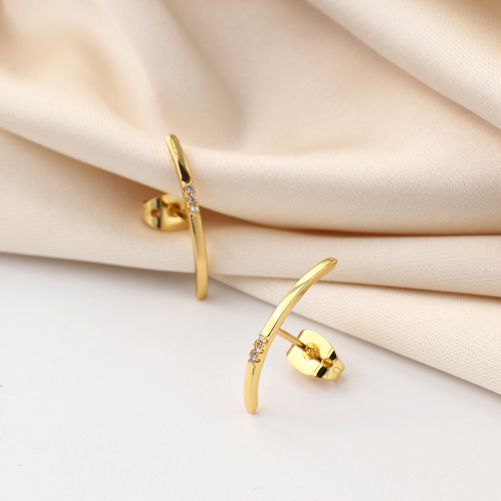 E0079 Minimalist Korean Style Geometric Stud Earrings with Rhinestones for Women Trendy Accessories