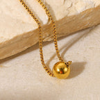 2H Minimalist Style Gold Ball Pendant Necklace Box Chain Pull-out18K Gold Stainless Steel Necklace Women's Personalized Jewelry
