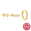 Classic 925 Sterling Silver Hoop Earring Set — wearable scale detail — alternate angle 2 — jewelry finish and design detail