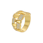 R0422 Exaggerated Design Sense Geometric Ring for Women Irregular Shape Micro Pave Zircon