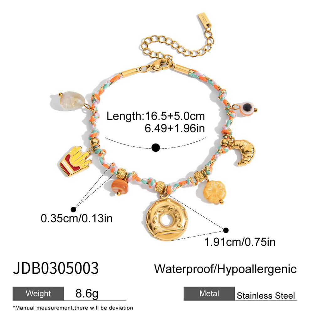 Alphabet Fruit Stainless Steel Pearl Bracelet Non-Fading Jewelry