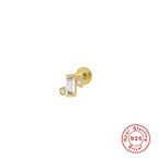 S925Sterling Silver Creative Geometric Flower Flat Head Threaded Piercing Earrings Hot Selling Ear Bone Studs