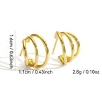 E0023Fengsu Jin Geometric Multi-Hoop Earrings for Women Fashion Round Hoop Earrings Copper Gold-Plated Jewelry