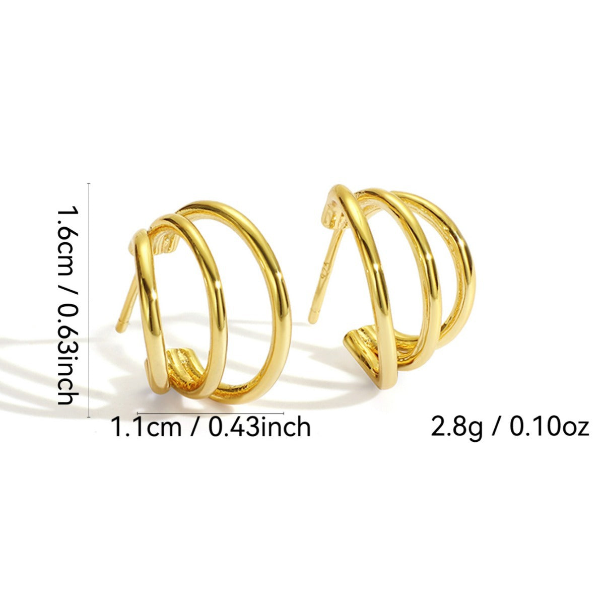E0023Fengsu Jin Geometric Multi-Hoop Earrings for Women Fashion Round Hoop Earrings Copper Gold-Plated Jewelry