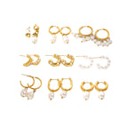 Same Style18K Gold Stainless Steel Earrings Fashionable Personality Pearl Earrings Hoop Earrings Women's Jewelry