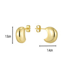 E0614 Minimalist Design Moon-Shaped Earrings for Women, Brass Gold-Plated, Cool and Simple Style Stud Earrings