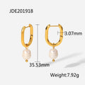 Pearl 18K Gold-Plated Stainless Steel Hoop Earrings — close-up detail — jewelry finish and design detail
