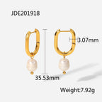 Same Style18K Gold Stainless Steel Earrings Fashionable Personality Pearl Earrings Hoop Earrings Women's Jewelry