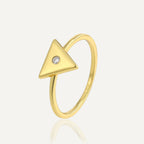 SR0024 S925Silver Geometric Triangle Glossy Ring for Women