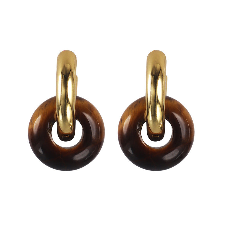 Gold-Plated Turquoise Vintage Hoop Earrings — close-up detail