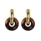 Gold-Plated Turquoise Vintage Hoop Earrings — close-up detail