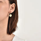 E0182Round Folding Fan Earrings for Women with Czech Crystal Inlay, Simple Ear Accessories